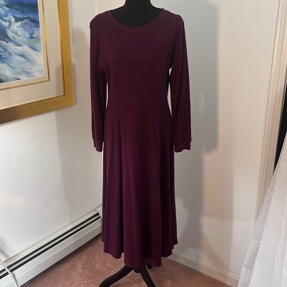 Comfy warm long sleeve burgundy midi dress, size PM, fads brand, 100% cotton